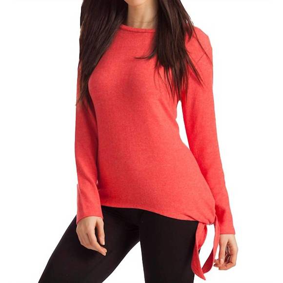 NEW FRENCH KYSS ellie side tie kashmira sweater in coral - Picture 1 of 3